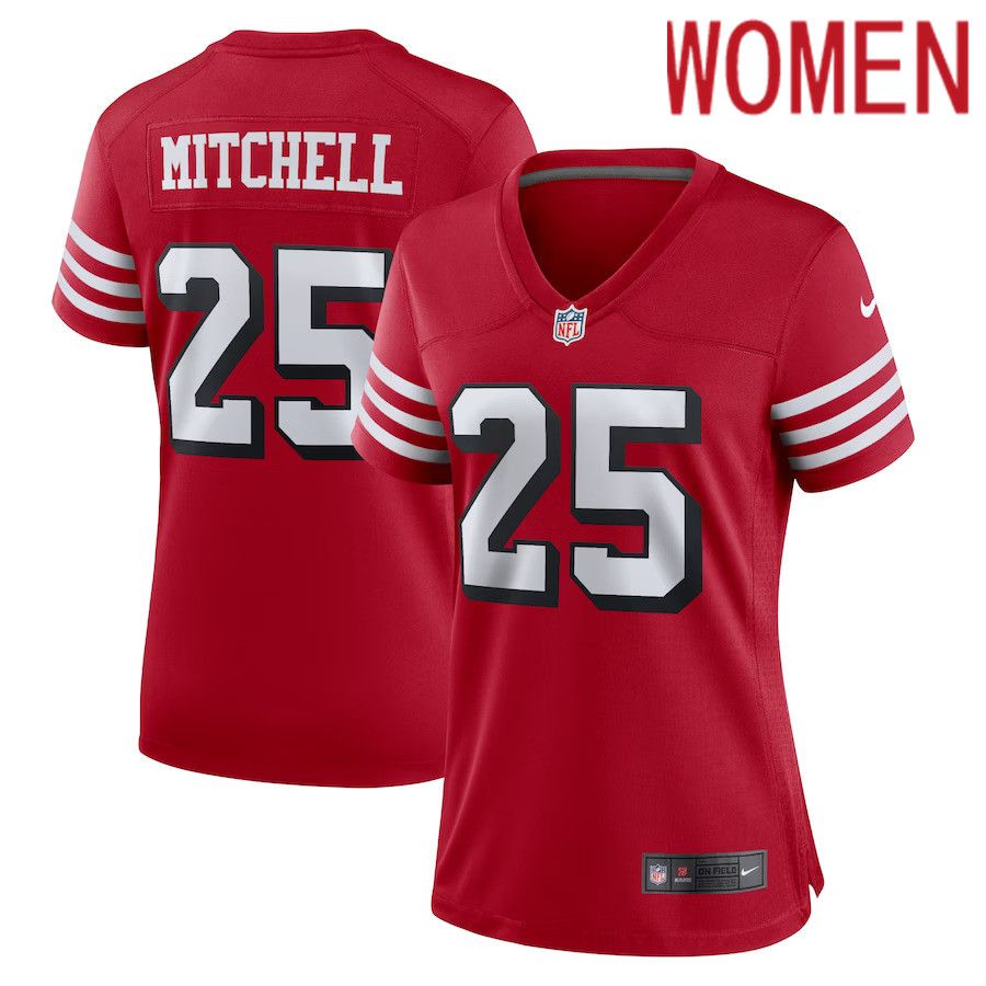 Women San Francisco 49ers #25 Elijah Mitchell Nike Scarlet Alternate Team Game NFL Jersey